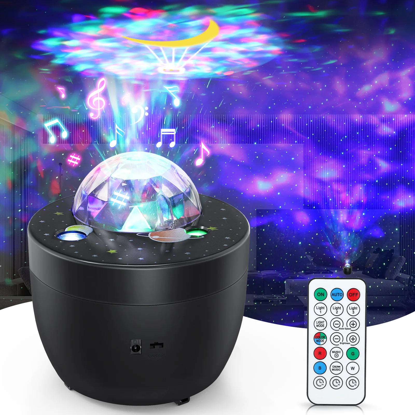 Enlarge Galaxy Projector Dropshipping Ocean Wave Starry Sky Projection Lamp 360 Degree Rotating, Music Night Light Children's Gift 2021