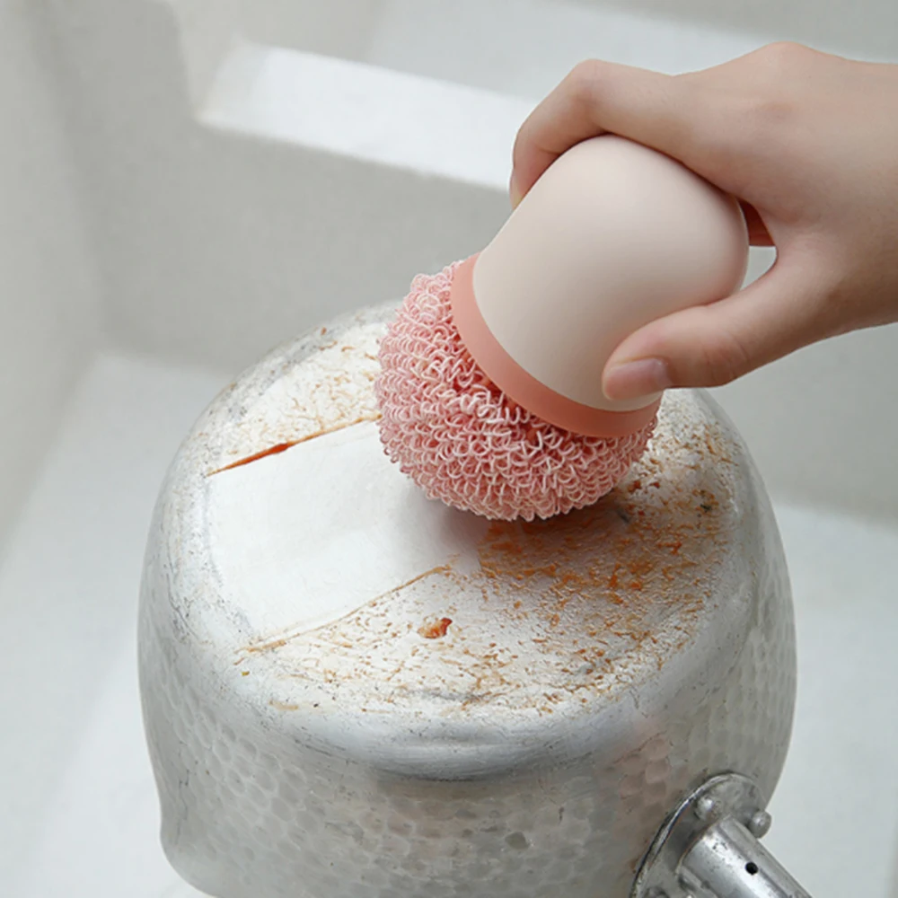 

Kitchen with Handle Washing Pot Brush Kitchen Cleaning Tools Decontamination Cleaning Ball Pot Brush Kitchen Dishes Brush