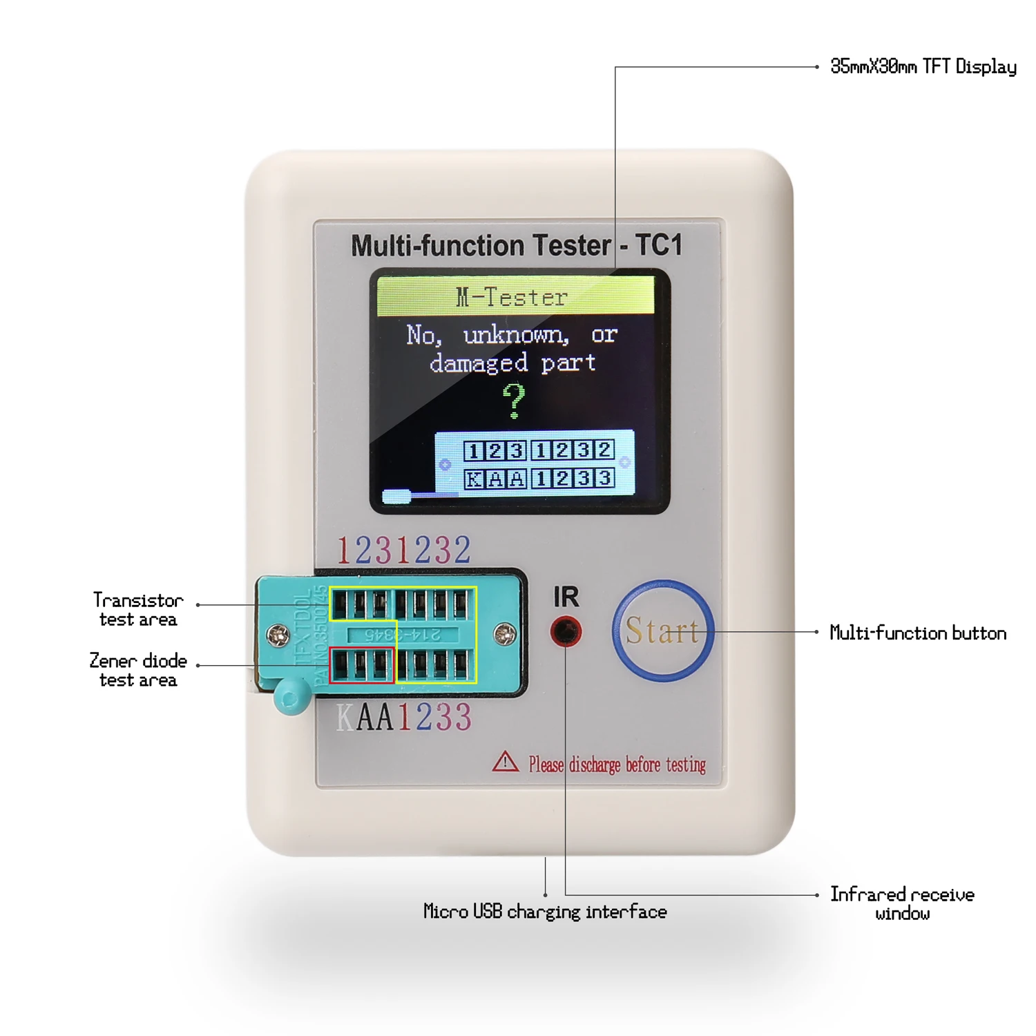 

Graphic Display Transistor Tester NPN Transistor N-channel P-channel FET Diode Resistance Inductance Capacitance Detector