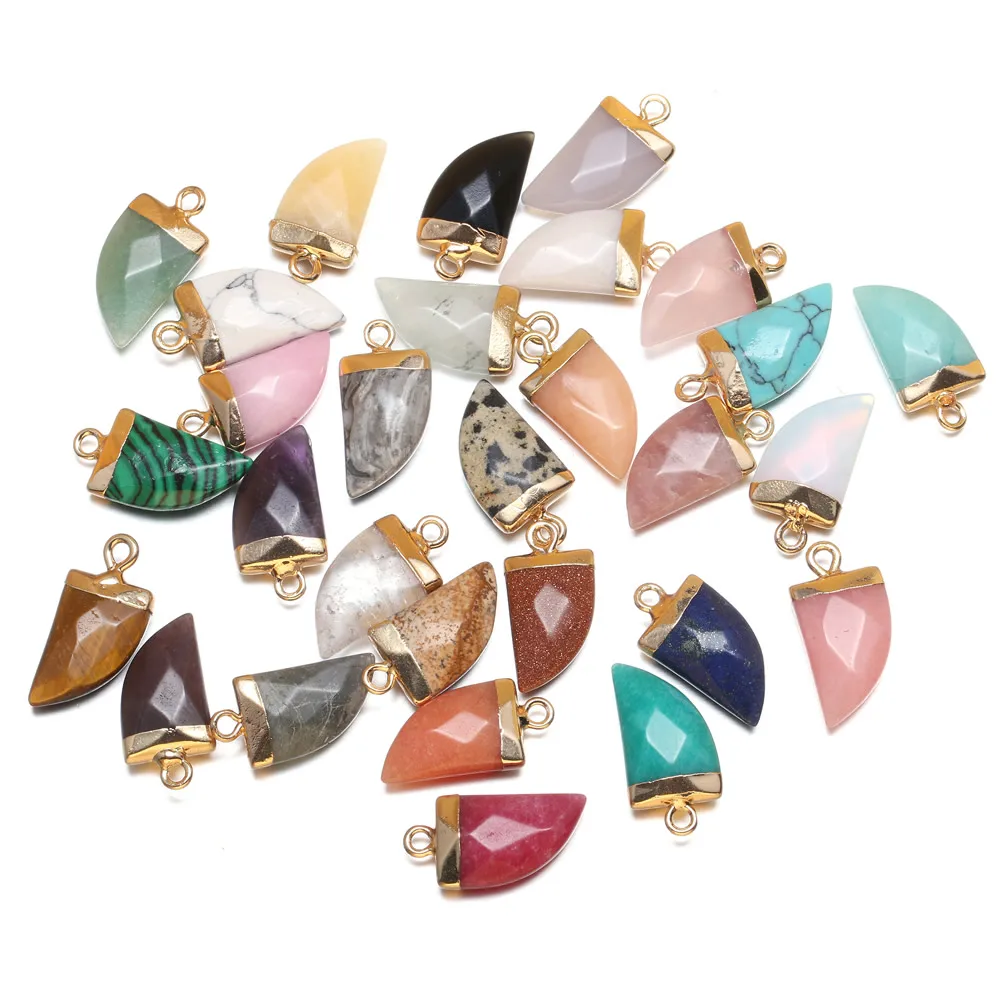 

3pcs Natural Stone Agates Knife Shape Rose Quartzs /Tiger Eye Pendant for DIY Necklace Earring Jewelry Making Size 10x20mm