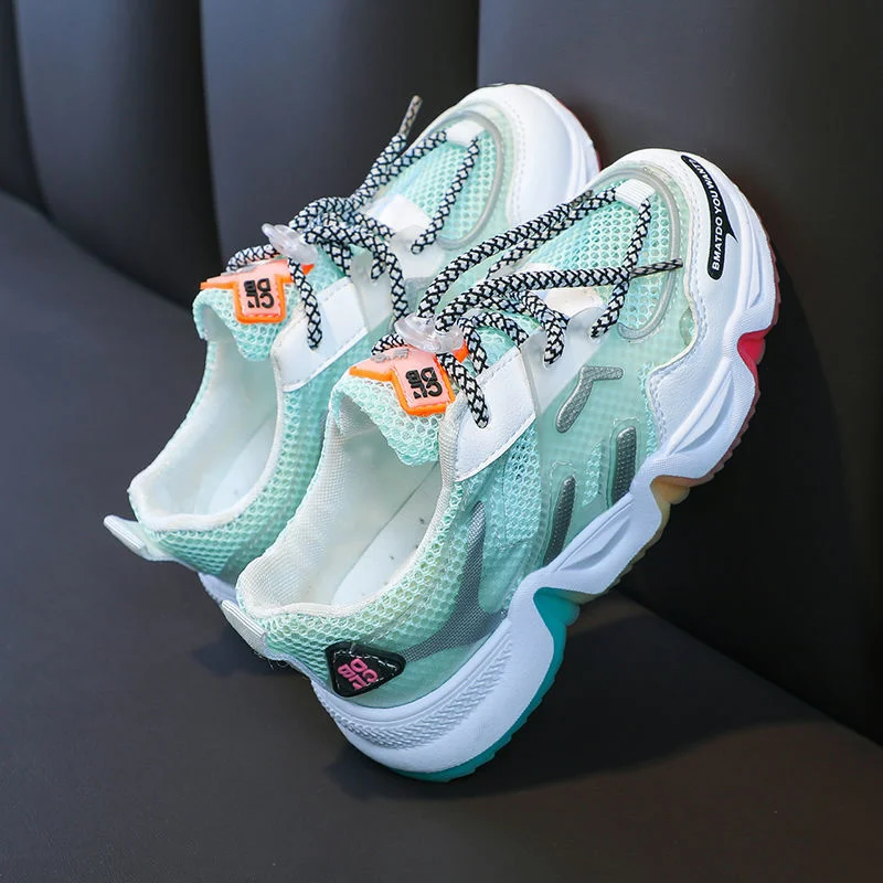 

Girl's Shoes Boy's Sports Shoes 2021 New Female Student Korean Zhongda Children's Rainbow Bottom Casual Children's Father Shoes