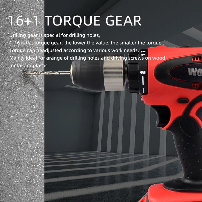 

WOSAI 20V Cordless Electric Hand Drill Lithium Battery Electric Drill Cordless 2-Speed Drill Electric Screwdriver Power Tools