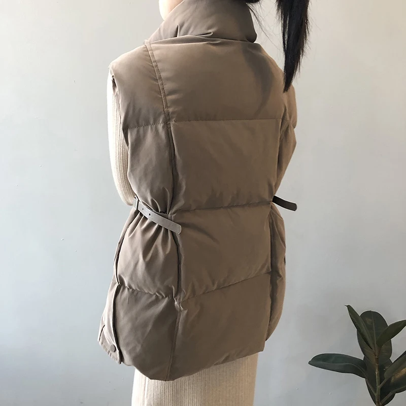 Women's Winter Jacket Women 2021 New Korean Style Solid Color Stand-up Collar Cotton Horse Fashion Sleeveless Loose | Женская одежда