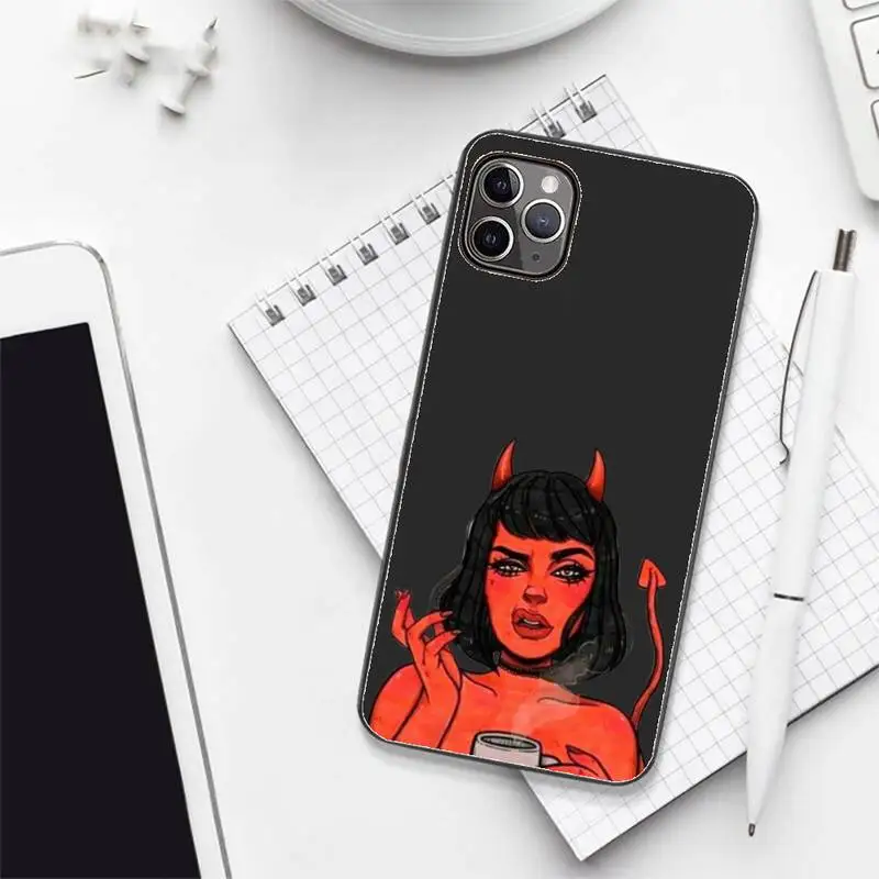 

Aesthetic Devil Woman Bad girl smoke eyes Phone Case iPhone 7 8 11 12 Pro X XS XR Samsung A S Note 9 10 21S 71 Plus pro Max