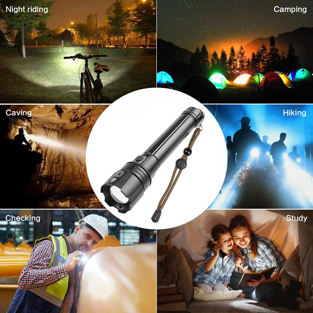 

z51 High Power XHP90.2 LED Torch Flashlight Rechargeable 3 Modes Zoom Tactical Light with 26650 Battery