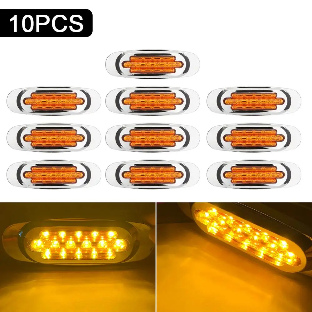 

Оранжевые и красные боковые габаритные огни, 16 светодиодов, боковые фонари с гальваническим покрытием, 12 В/24 В, внешний фонарь для автомобил...