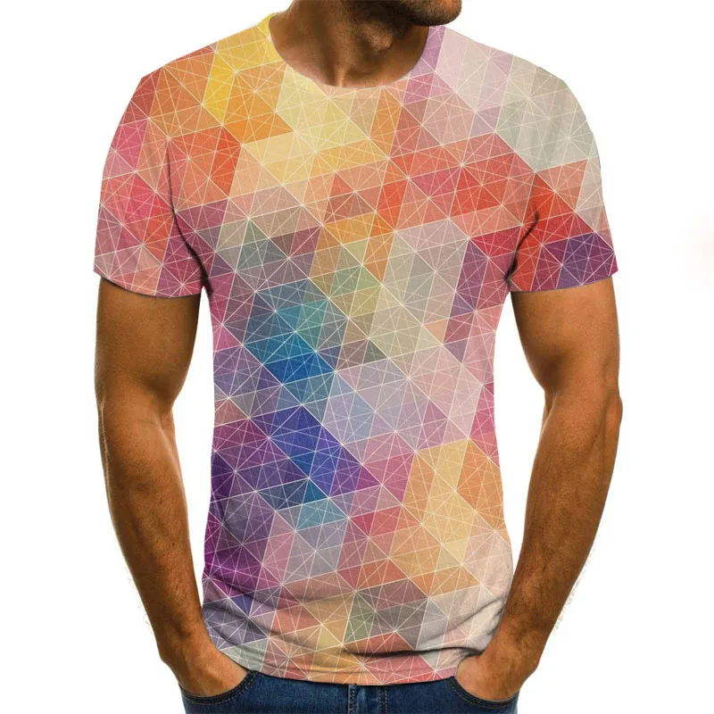 

Plus Size 6XL Male 3d t shirt Fashion Summer T shirt Top Dress Cool Plaid diamond 3d Hip Hop t shirts Fashion