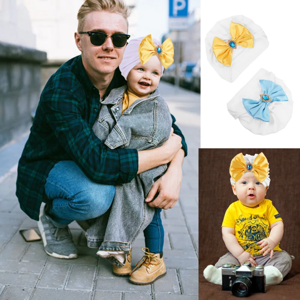 

2Pcs Bow Turban Hats Beautiful Caps Unique Beanie Hats for Newborns Infants