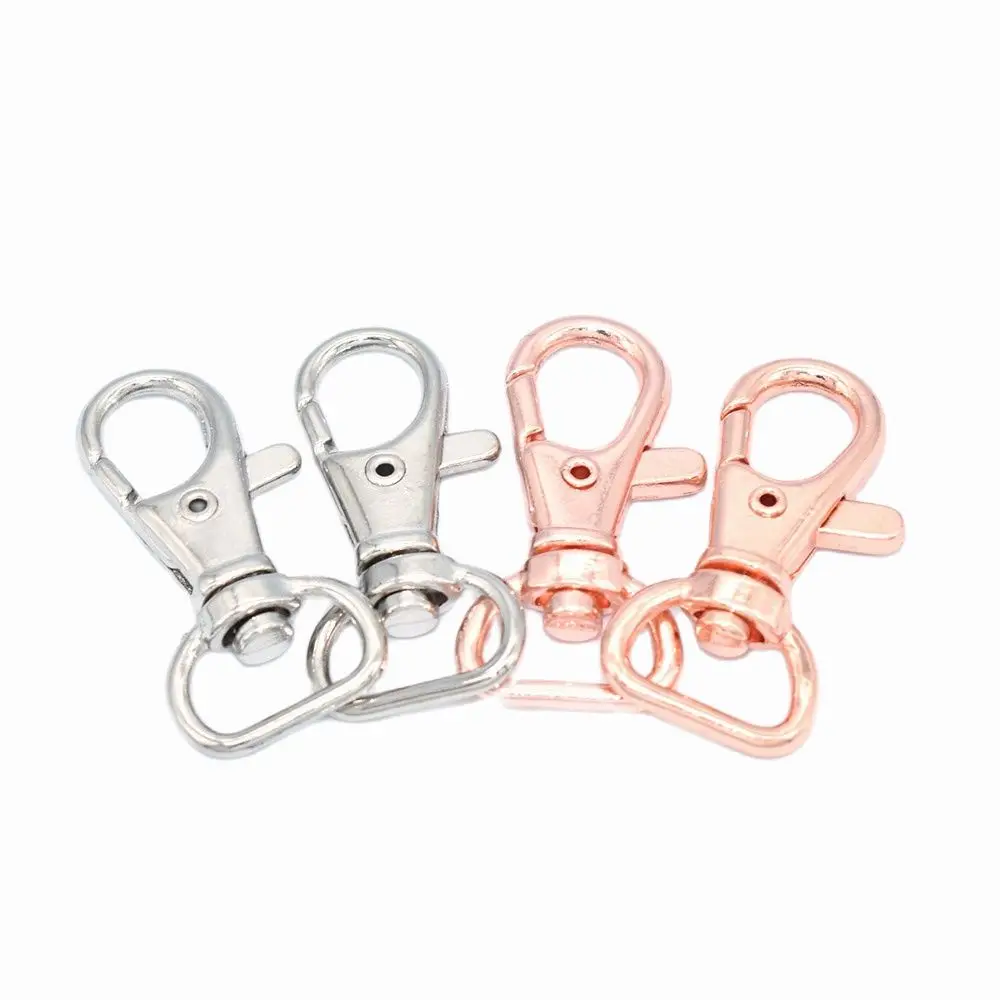

15mm Inner Rose gold swivel clasp D Ring Lobster Clasp Claw Push Gate Trigger Clasps Swivel Snap Hooks for key backpack 10pcs