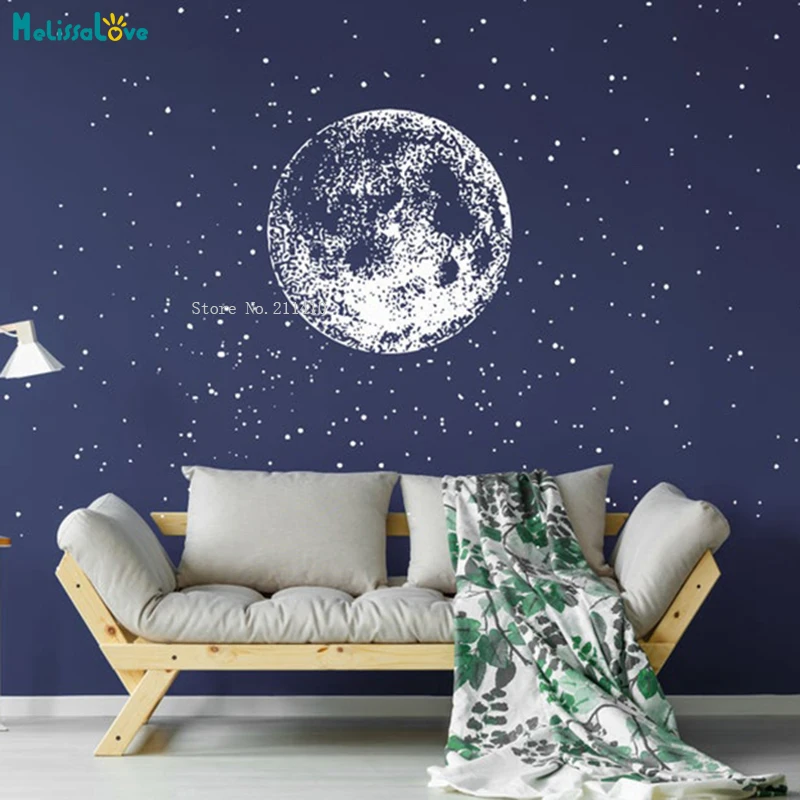 

Луна и звезды Наклейка на стену звездный свет мерцающий украшение для дома Созвездие наклейки небо Искусство фрески съемные YT5004