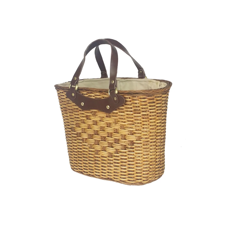 Новый стиль Искусственная кожа ПУ ручка + ротанга сумка тела Сумки из натуральной