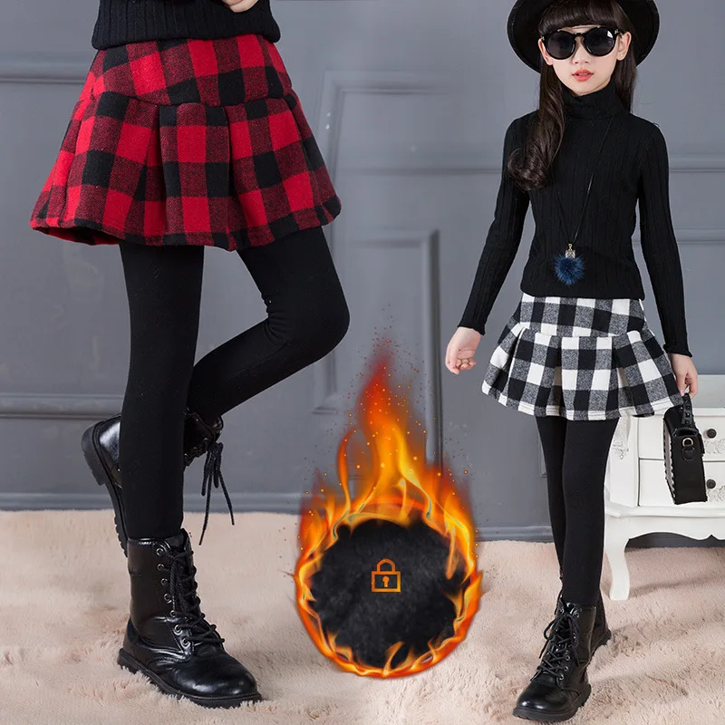 

NEW Kids Winter Skirt Leggings For Girls Cotton Plaid Pants For Girls Trousers Thicken Warm Girls Leggings Children Clothing