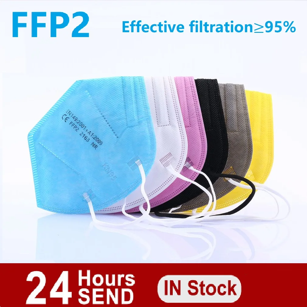 

New 10/50/100PCS Multi-Color FFP2 Protective Mask Mascarillas 5 Layers Face Mask CE Anti-Dust Respirator Adults Filter ffp2 Mask