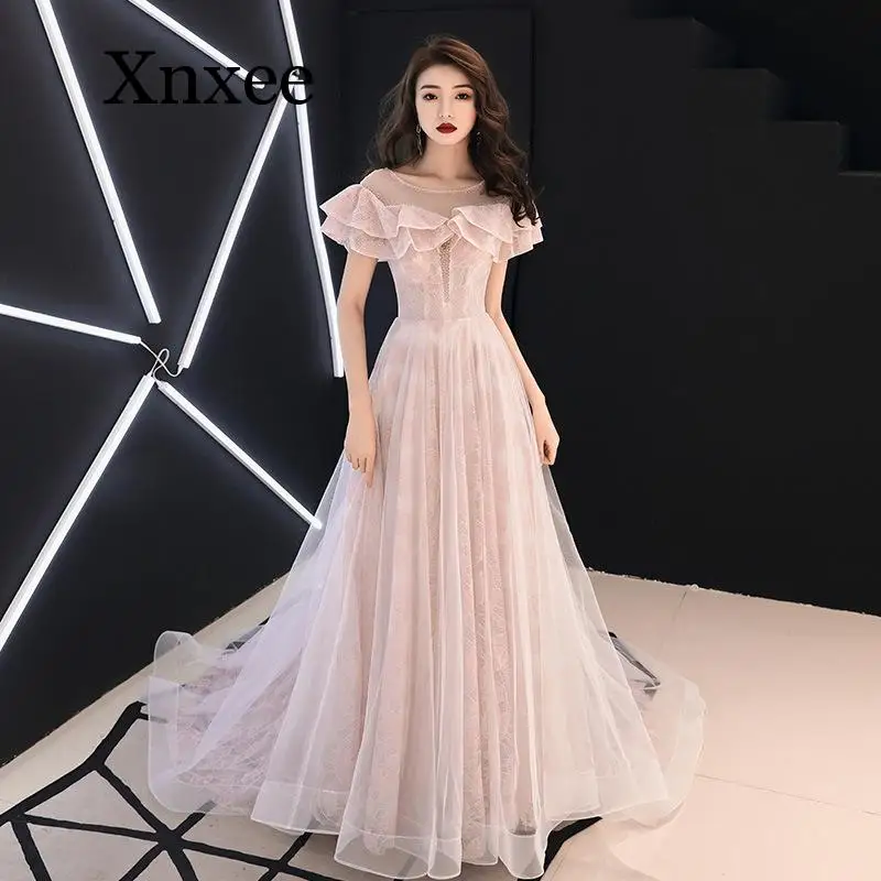 

O-Neck Full Length Wedding Women Sexy CheongsamDress Elegant Princess Dresses