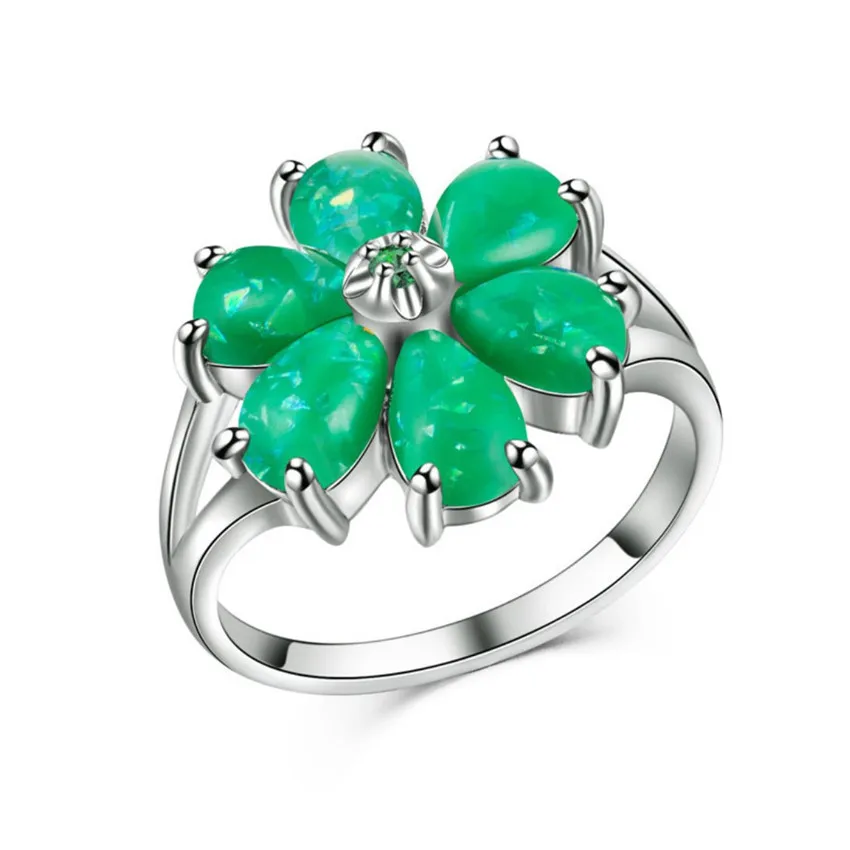 FYJS уникальный посеребренный цветок жизни 3 цвета Опалит опал палец кольцо для