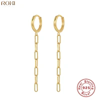 roxi paper clip chain tassel chain hoop earrings for women pendientes plata 925 circle earrings huggie hip hop new fine jewelry