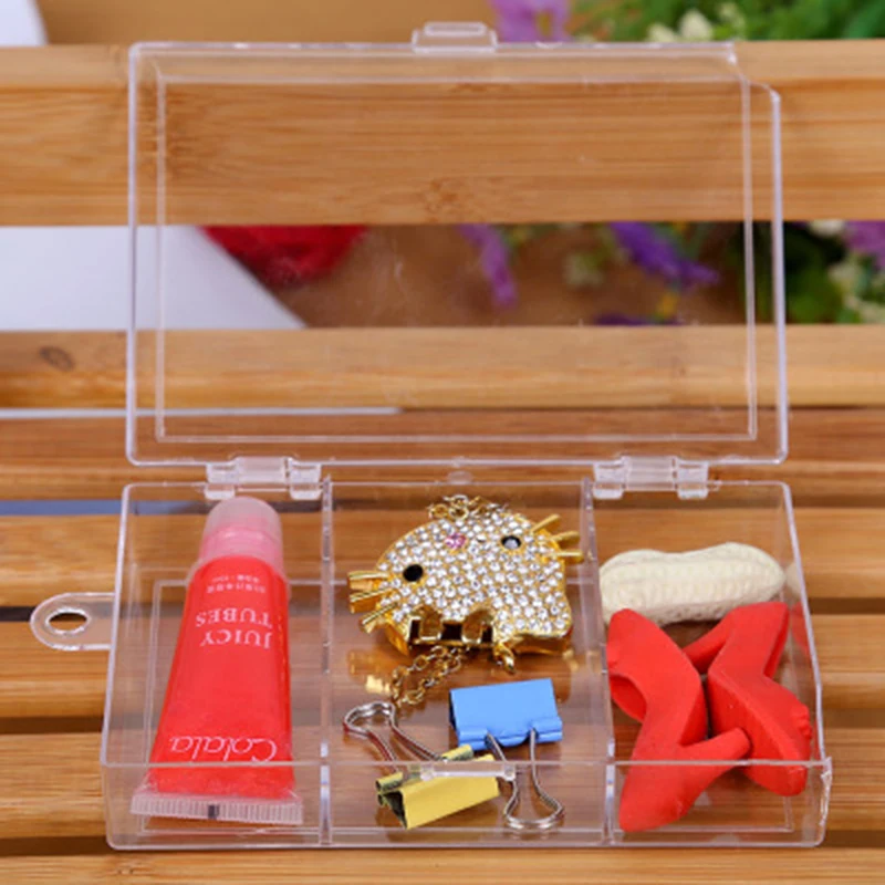 Прозрачный 3 сетки пластиковый ящик для хранения с крышкой ногтей Ювелирная