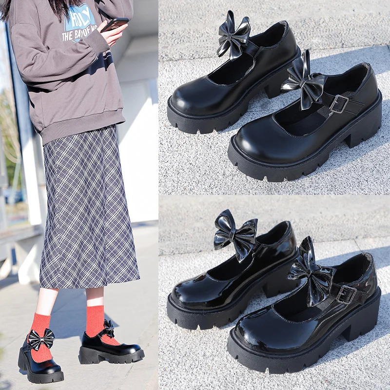 

Водонепроницаемый на платформе; Обувь в стиле «Лолита на высоком каблуке в винтажном стиле студента колледжа Повседневная Женская обувь дл...