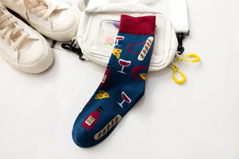 Cute Cartoon Fruit Print Watermelon cantaloupe shrimp Girls Kawaii Socks meias Korean Harajuku Embroidery Pile Heap Funny Socks - Цвет: 1