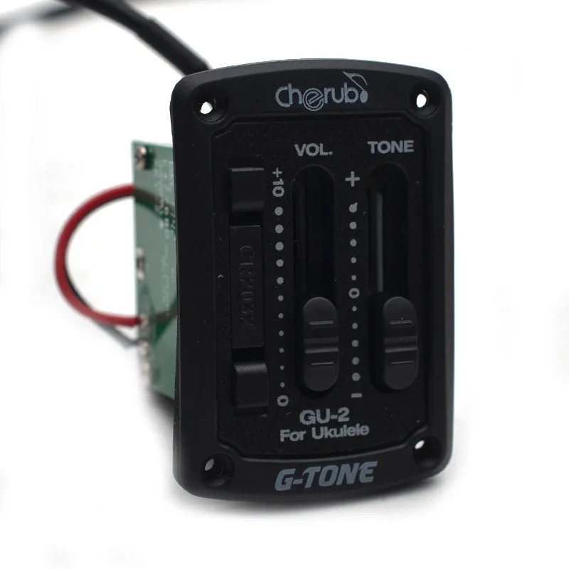 G-тон 2-полосный Ukelele EQ миниатюрная гитара укулеле эквалайзер, обеспечивающий Палочки вверх Гавайская гитара Эквалайзер с тюнером Палочки уп пьезо Керамика Палочки-предусилитель Системы