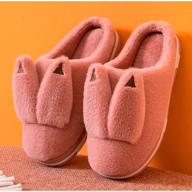 

Cartoon Women Slippers Warm Plush Home Furry Shoes Casual Comfort Cute Female Slides 2021 Winter Indoor Bedroom Floor Slipper