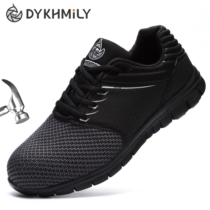 DYKHMILY Рабочая безопасная обувь для мужчин и женщин со стальным носком дышащие