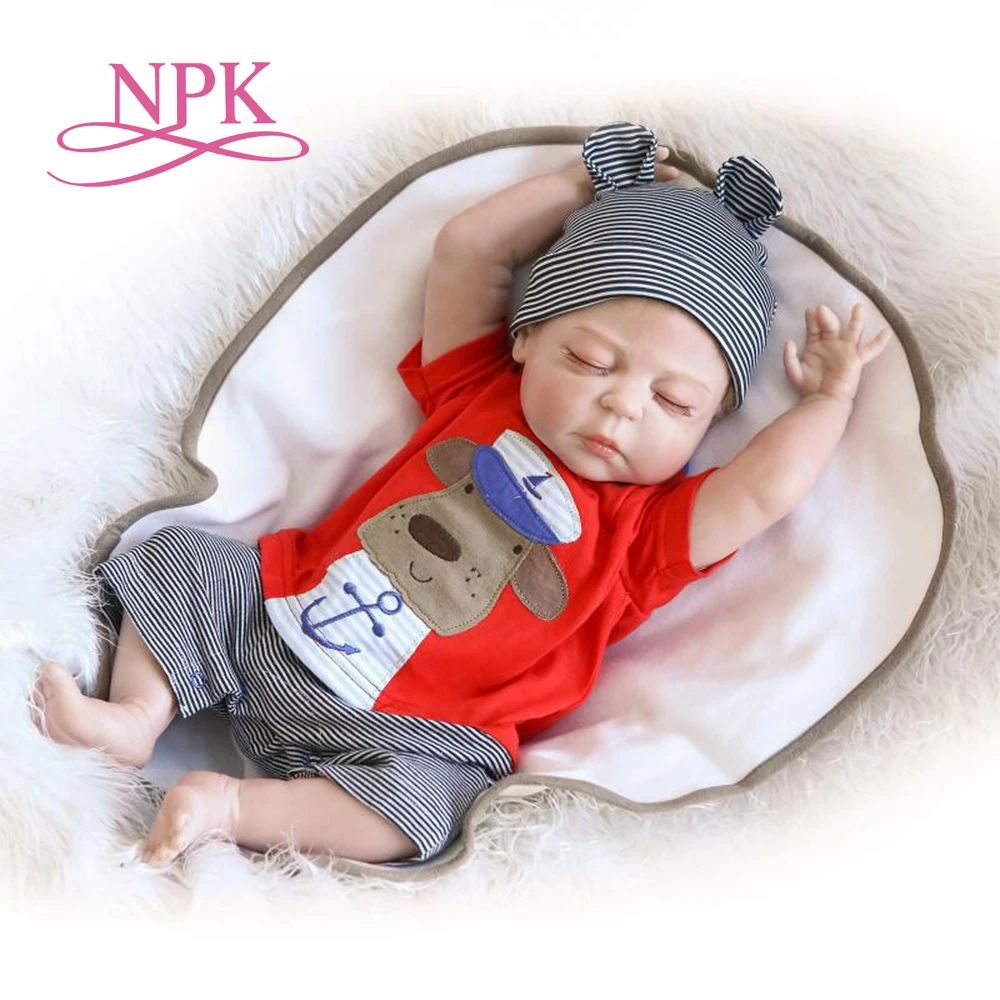 NPK 56 см Большой размер Reborn baby boy bebe Кукла reborn полное Силиконовое боди Лучшие дети спящий мальчик подарок игрушки brinquedos bonecas