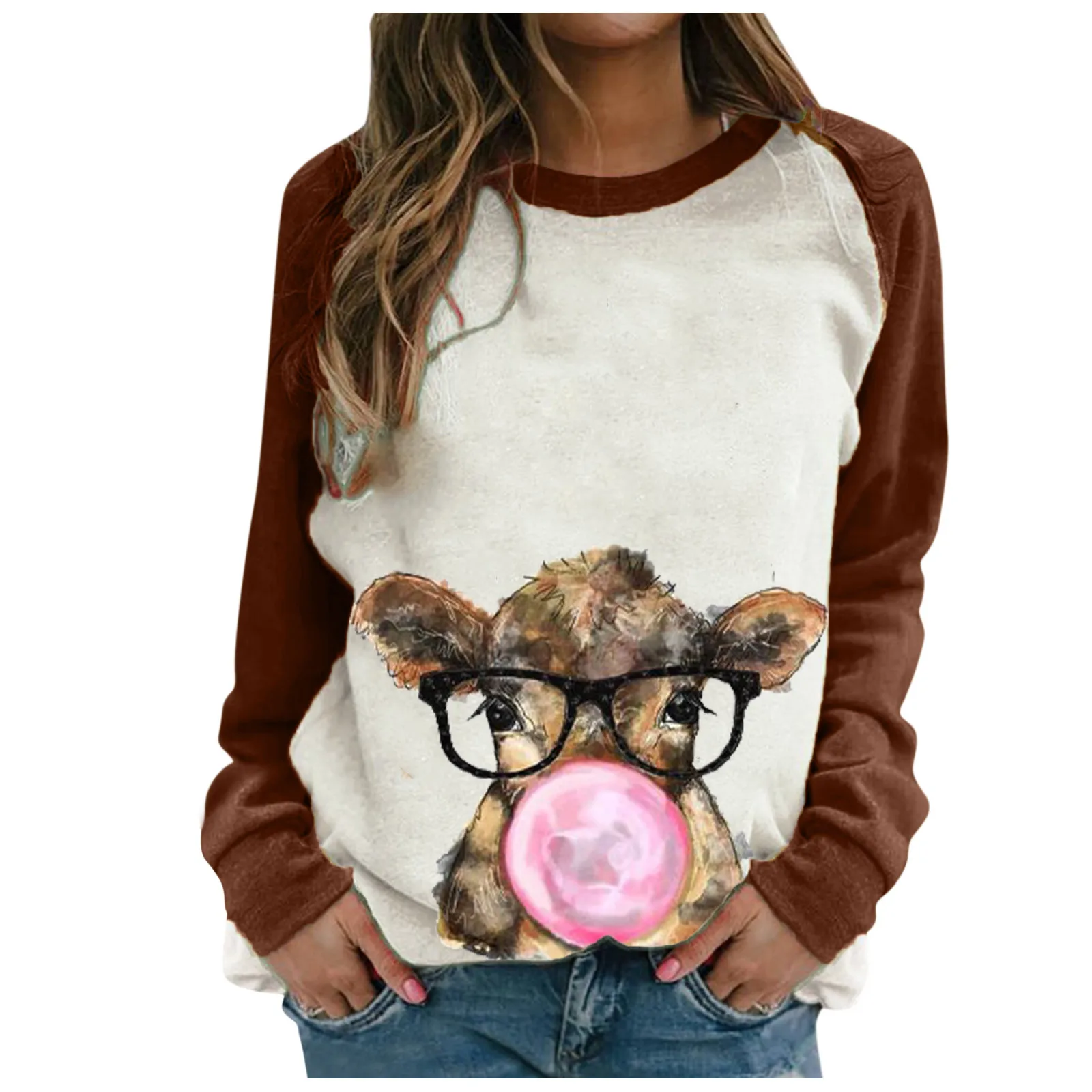 

Winter Clothes Crop Top Women's Print O Neck T-shirt Long Sleeve Casual Blouse Top Blusas Mujer Femme Vetement #2