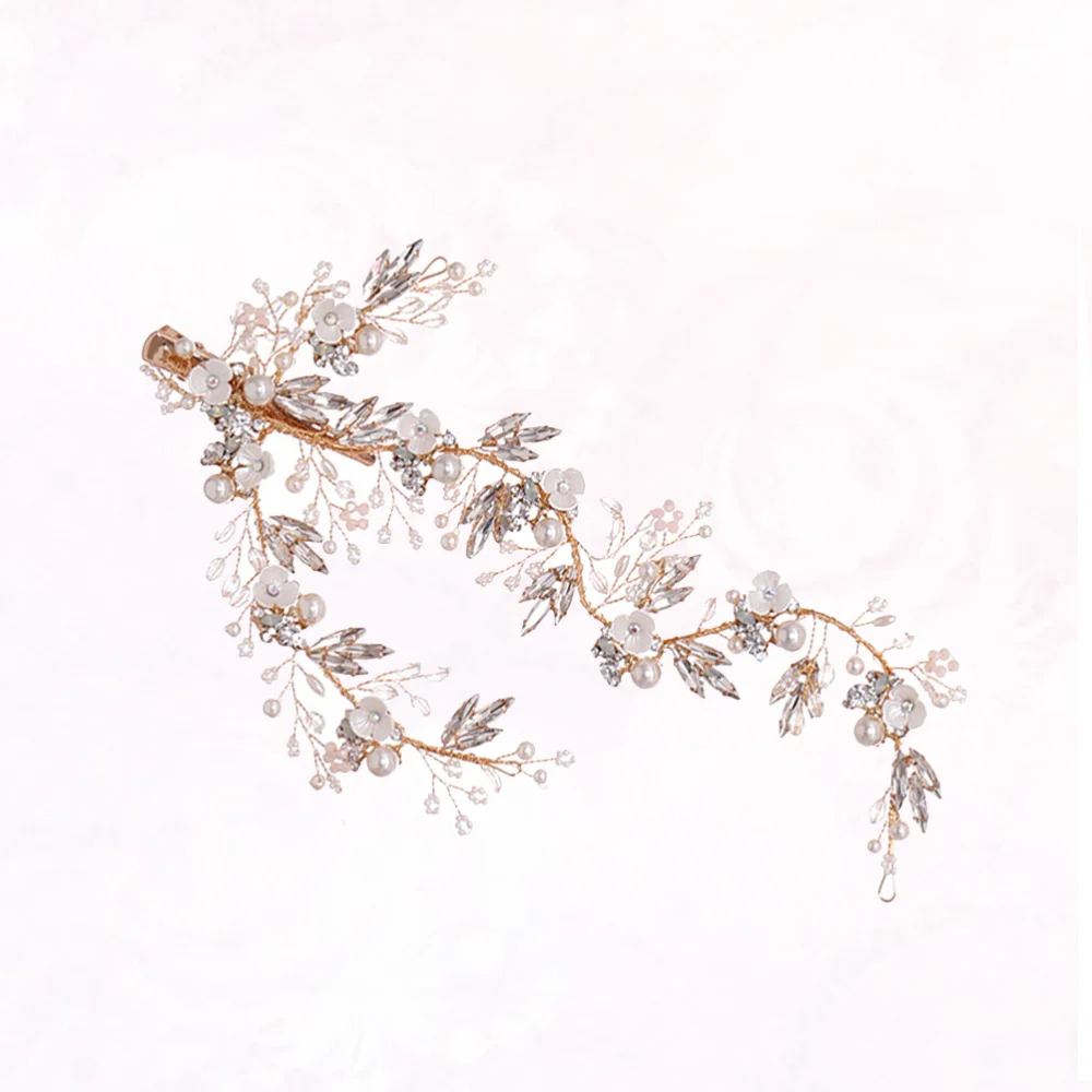 

Crystal Hair Clips Wedding Pearls Rhinestone Hair Pin Bridal Flower Headwear Jewelry for Party