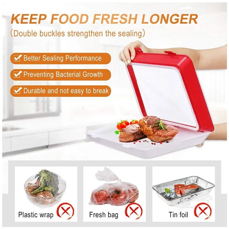

1pc Clever Tray Creative Food Preservation Tray Plastic Kitchen Food Storage Tray Food Fresh Organizer Reusable Serving Trays