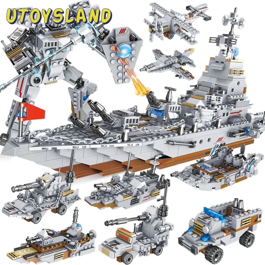 

1000+Pcs 8 Styles Modern Military Cruiser Model DIY Building Kit MOC Model Toy For Children Kids Educational Toys Birthday Gift