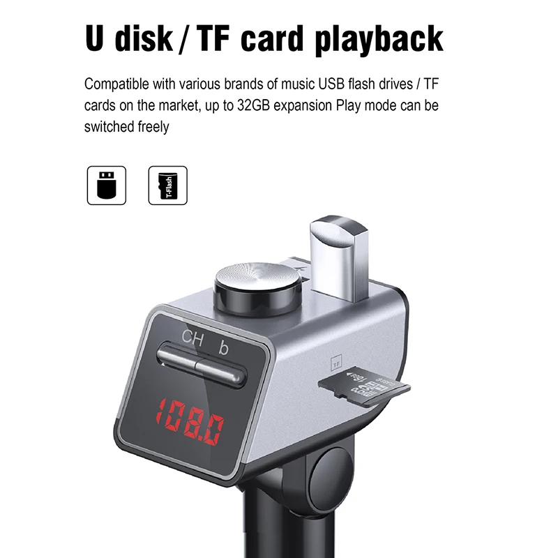 Автомобильный FM-трансмиттер Bluetooth 5 0 беспроводная гарнитура аудиоприемник MP3