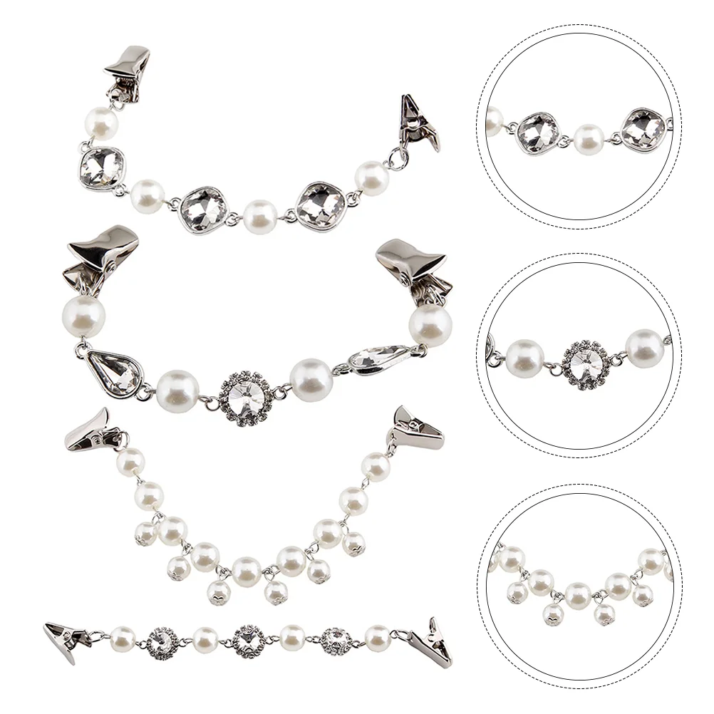 

4pcs Delicate Sweater Brooch Clips Vintage Coat Clip Buckles Pearl Clips