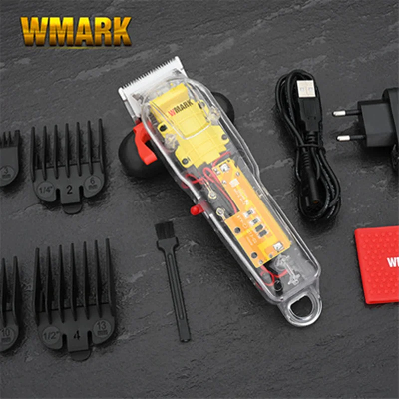 

Wmark Ng-108 Precision Trimmer for Hair Cutting Transparent Body Professional Hair Clippers Men Cordless Rechargeable Clipper