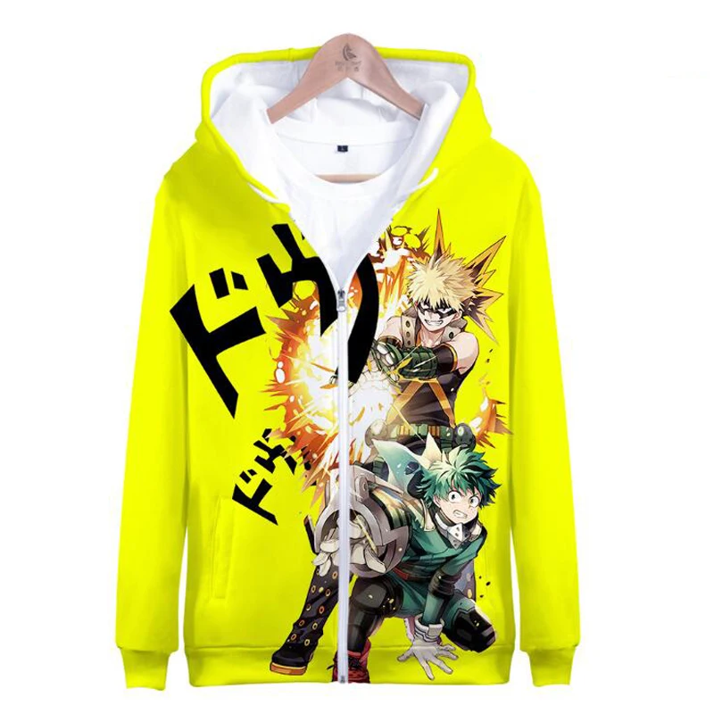 

My Hero Academia Zip Hoodie Boku No Hero Academia Cosplay Costume Hip Hop Streetwear Pocket Pullover Zipper Hooded Sweatshirt