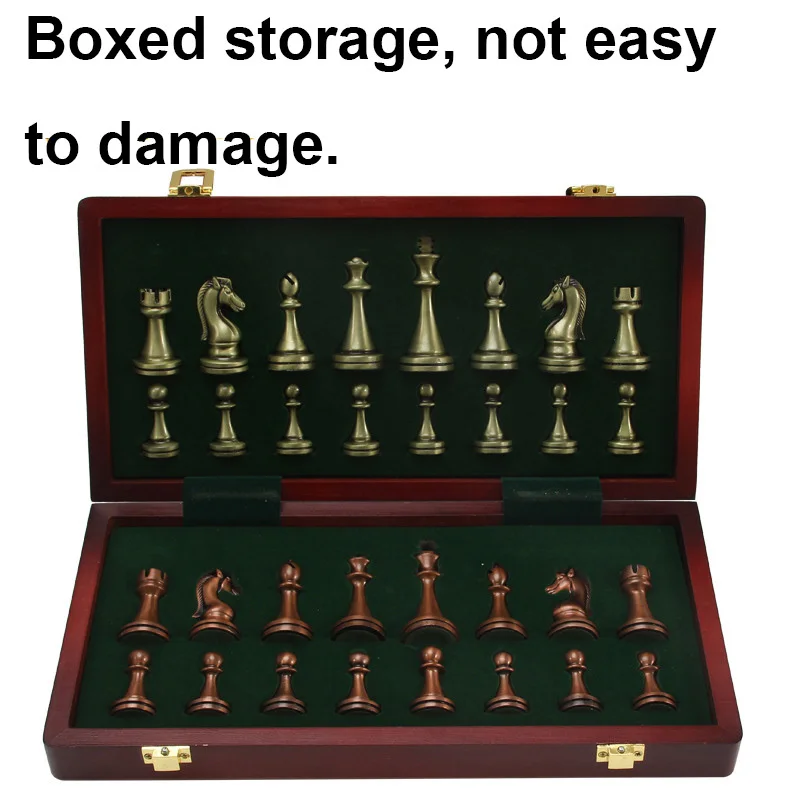 Деревянная шахматная доска роскошный набор шахмат металлическая бронза детская