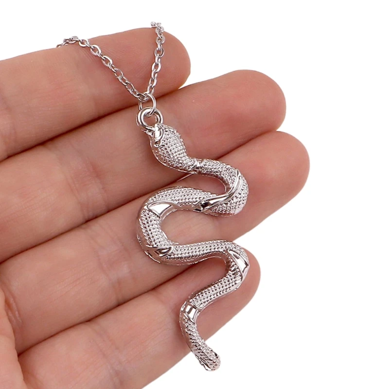 

Silver Gold White K Snake Pendant Necklace Retro Serpent Necklace Dainty Snake Necklace Trendy Sweater Chain Jewelry