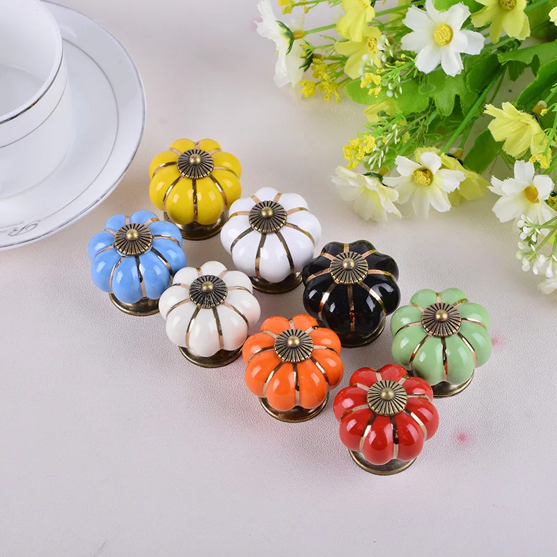 Керамическая ручка в форме тыквы для шкафа с одним отверстием ручки детской