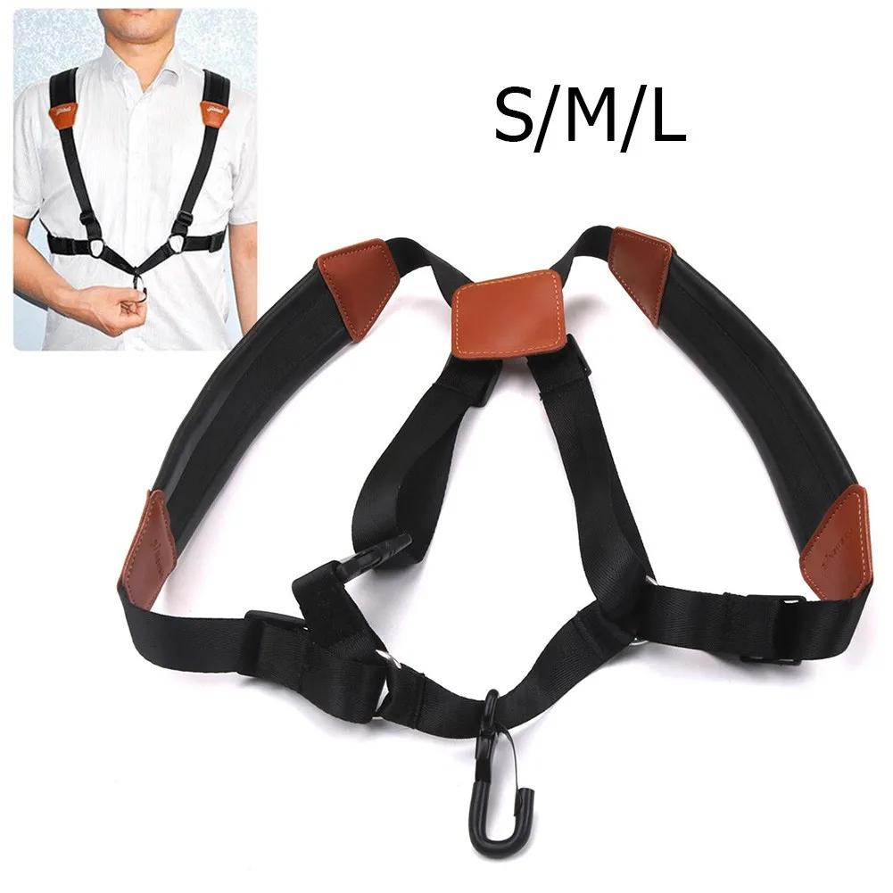 

New Adult Child Soft Sax Strap Nylon Leather Double Shoulder Tenor Saxophone Straps With Quick Release Hook Alto Sax Accessories