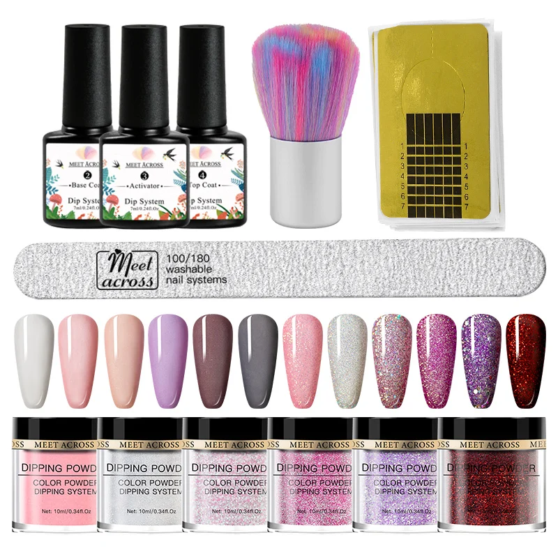 MEET ACROSS 10 мл пудра для ногтей чистый цвет естественный сухой яркий блестящий