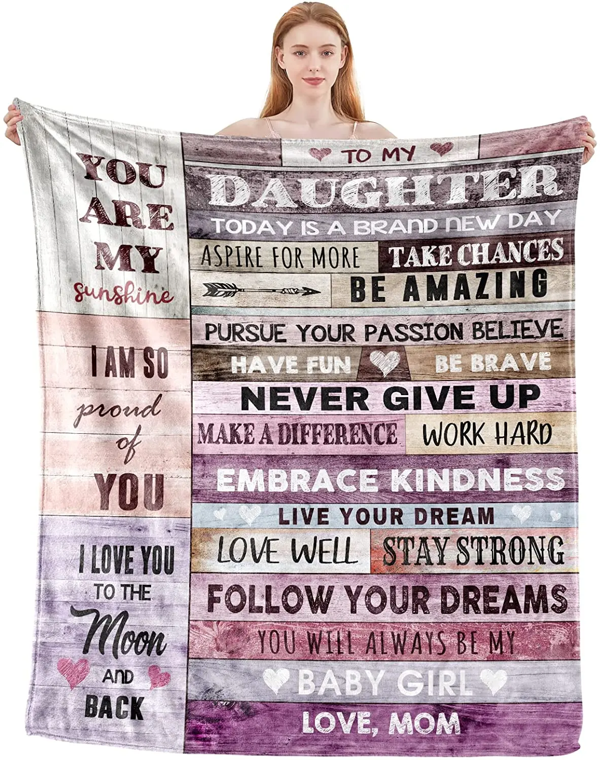 

Throw Blanket - to my daughter blanket Fleece Throw Blanket,Super Soft Ultra-Soft Micro Fleece Blanket for Bedroom SOFE Couch