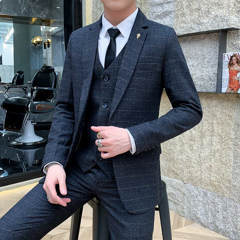 Повседневный мужской деловой костюм костюм-тройка | Костюмы