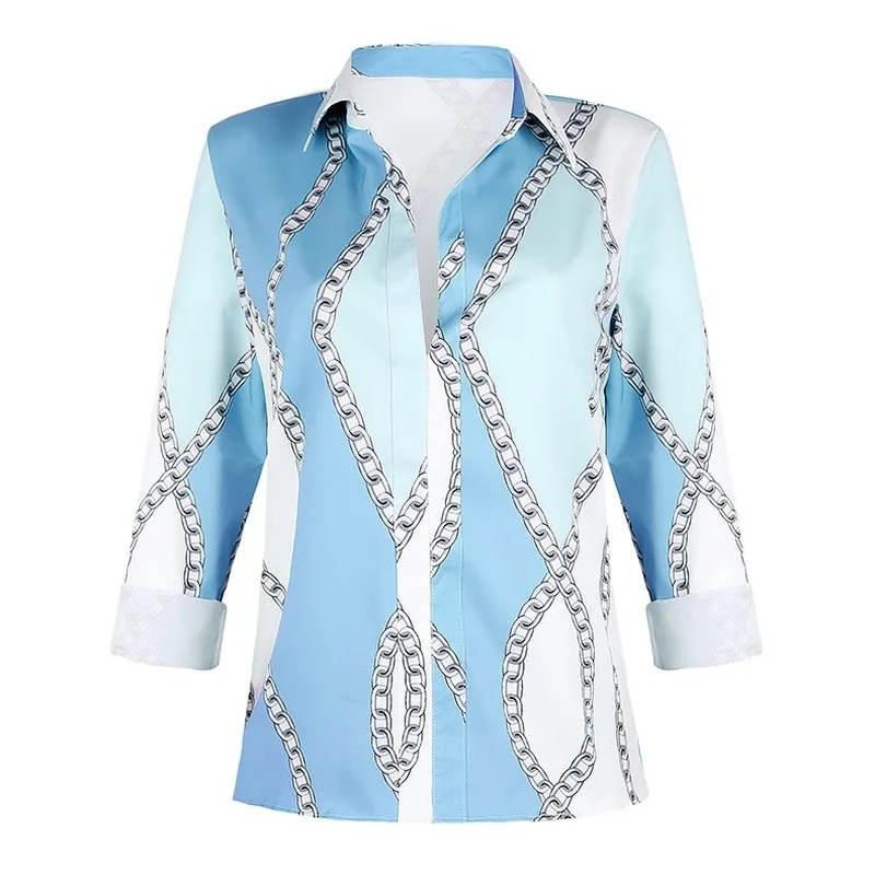 

Women's European and American New Loose Printed Pullover Shirt Top Plus Size Clothing for Women Collar Blouse Shirts