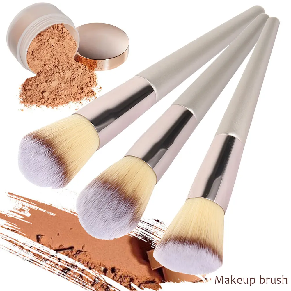 Набор кистей для макияжа цвета шампанского пудра румяна тени век консилер губ