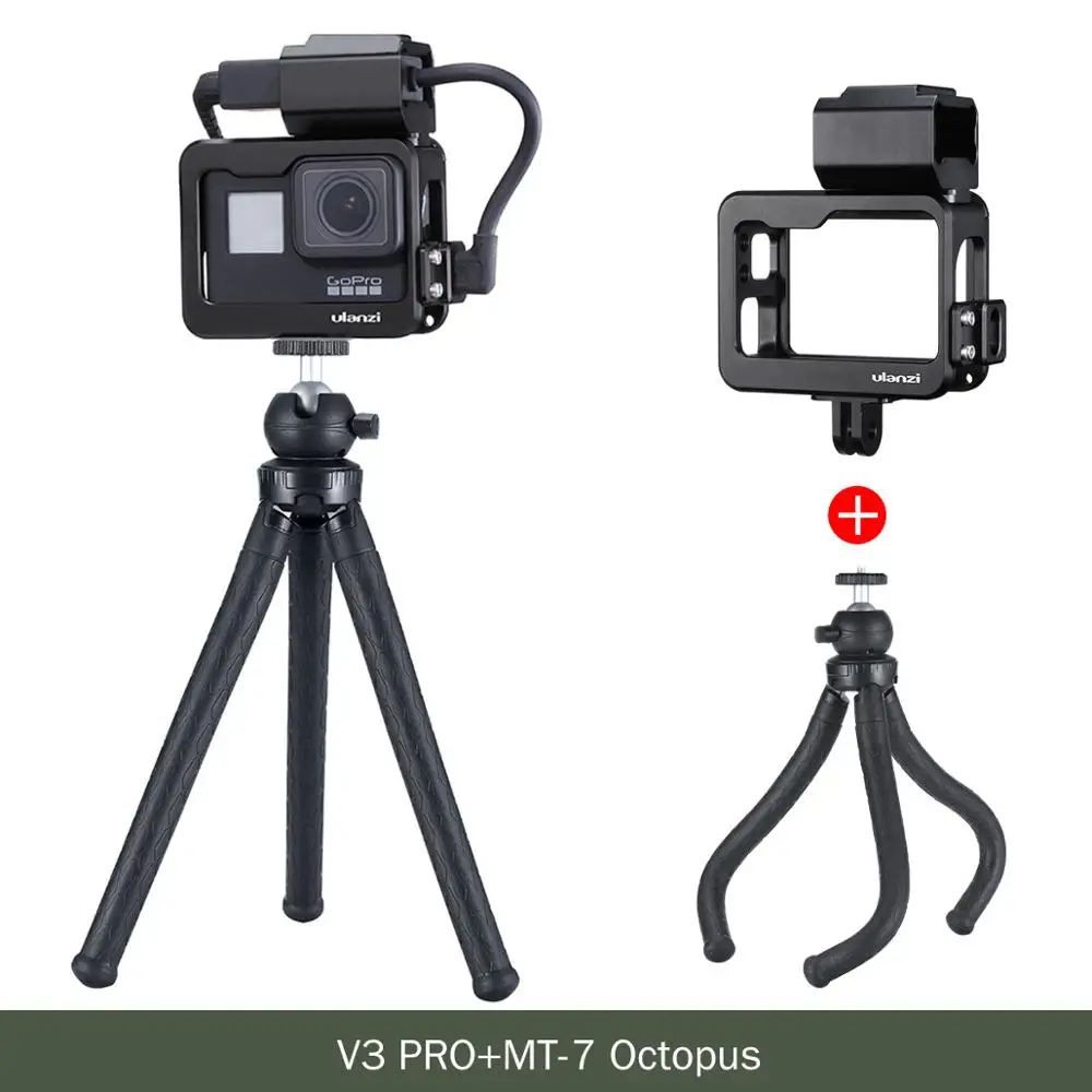 Ulanzi V2 Pro Gopro Vlog чехол с 52 мм ND фильтром Адаптер для микрофона Защитная крышка для объектива адаптер для микрофона для Gopro - Цвет: V3 Pro with Tripod