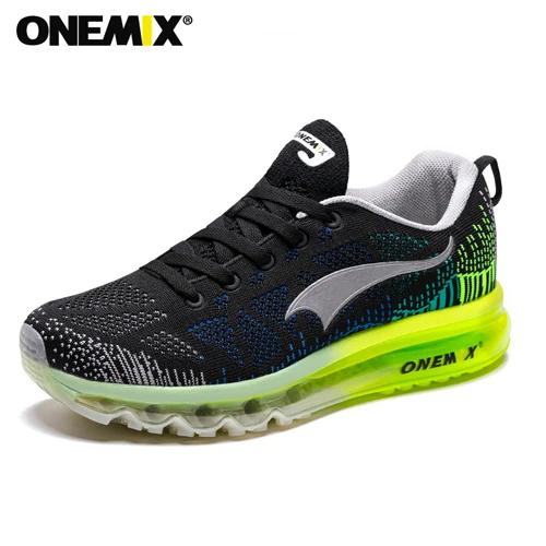 Black Gray Green-men ONEMIX подушки мужские кроссовки дышащие бегун спортивный кроссовки мужская уличная спортивная обувь для ходьбы - Цвет: Black Gray Green-men