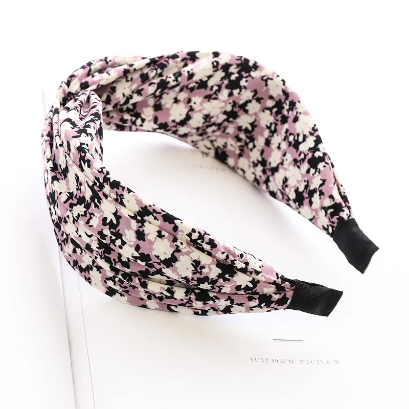 

2021 New Korean Small Floral Headband Printed Fabric Cross Hairbands Headbands Fashion Head Wear Women Girls Accessories
