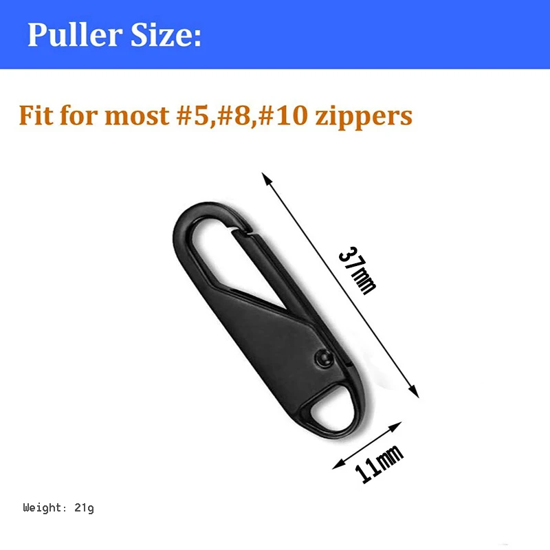 

5pcs new and easy zipper handle replacement metal zipper handle zipper extension lugs fixed luggage zipper puller