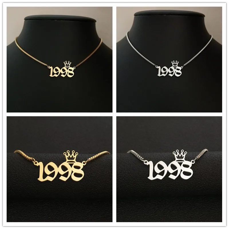 Ожерелье с подвеской в виде короны из нержавеющей стали 2000 1999 1998 1997 цепочка