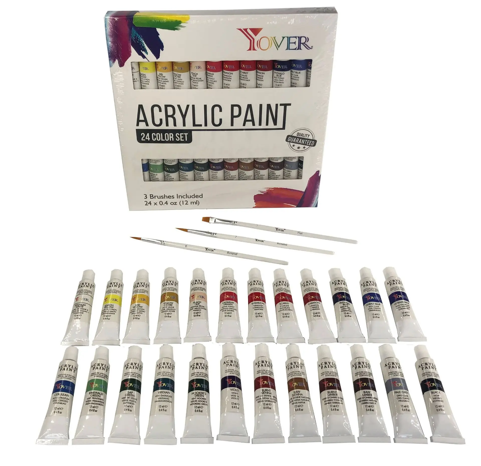 

24 Pcs Painters Special Acrylic Painting Set for Art Pigment with Brush 24 Colors 12ml Aluminum Tube Mica Powder Pigment